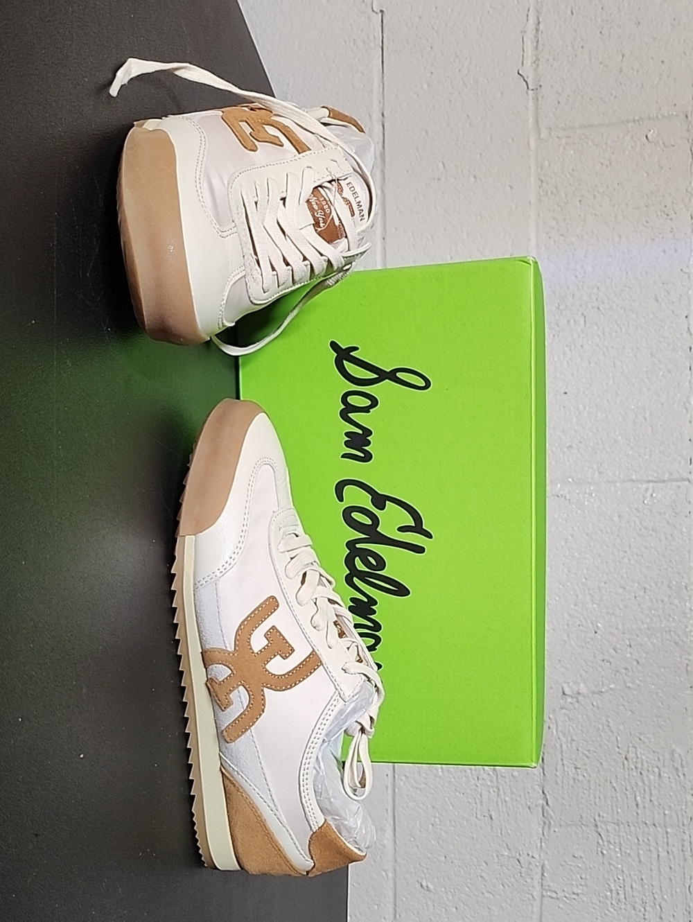 Sam Edelman White and Tan Women's Sneakers